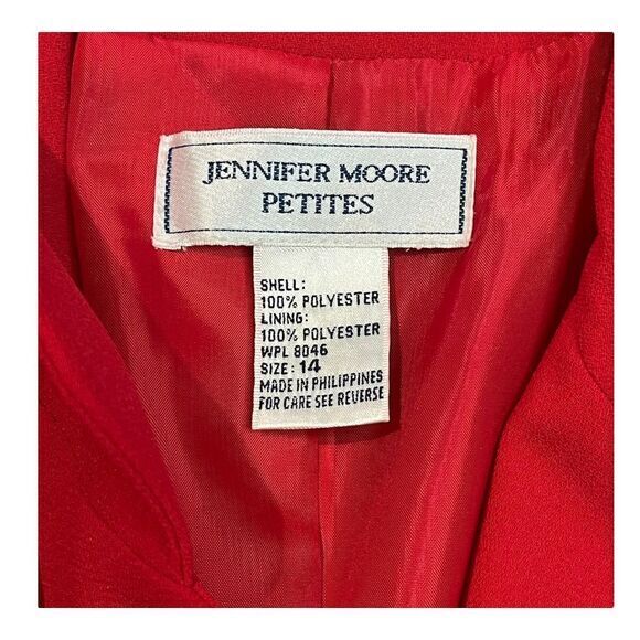 Jennifer Moore Red Blazer Single Button Professional Office Wear Petite Size 14 - Picture 5 of 8